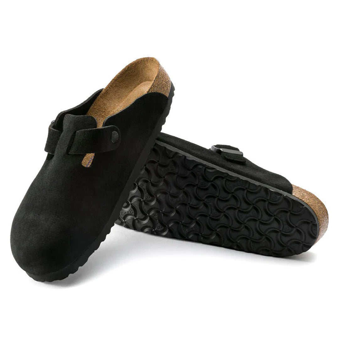 Herren-Clogs aus Veloursleder mit verstellbarer Schnalle – Geschlossenes Zehendesign zum Hineinschlüpfen mit konturiertem Fußbett und Riemen mit Schnalle