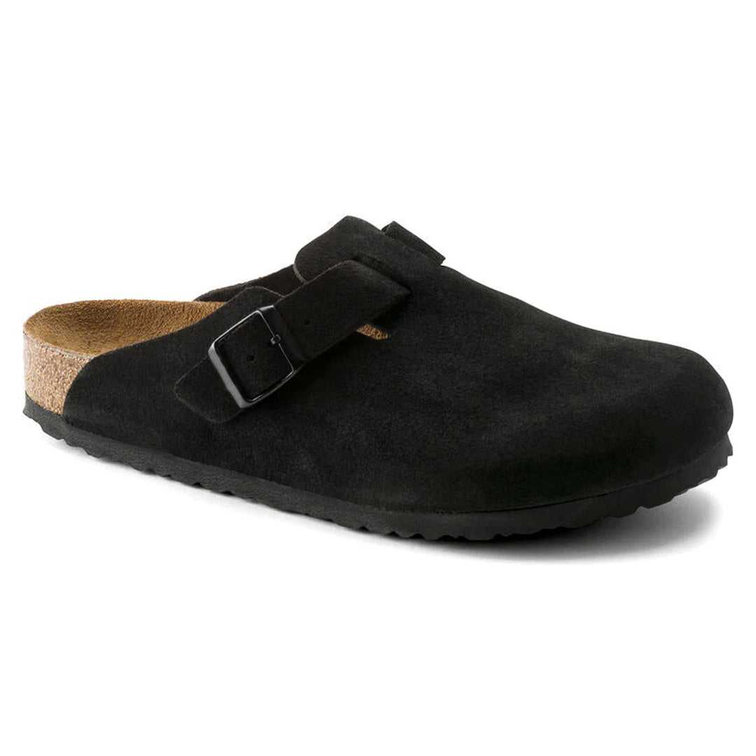 Herren-Clogs aus Veloursleder mit verstellbarer Schnalle – Geschlossenes Zehendesign zum Hineinschlüpfen mit konturiertem Fußbett und Riemen mit Schnalle