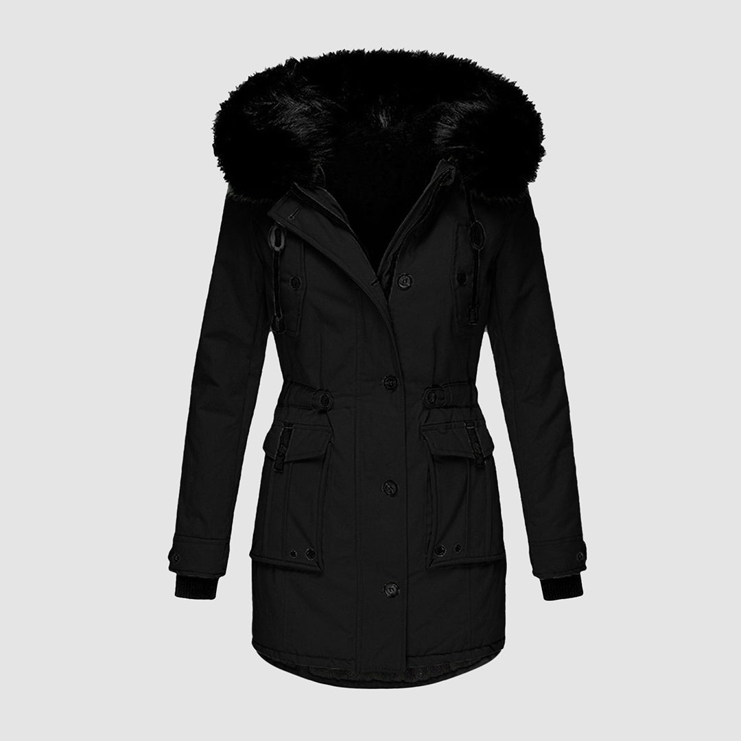 Women’s Waterproof Faux-Fur Hooded Winter Parka – Windproof Thermal Longline Layer for Everyday Cold-Weather Wear