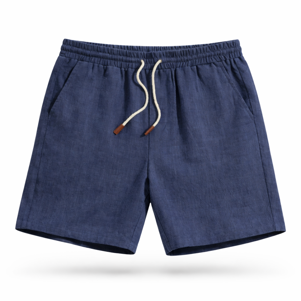 Herre linnedshorts med elastisk talje og snøre, sommerpasform