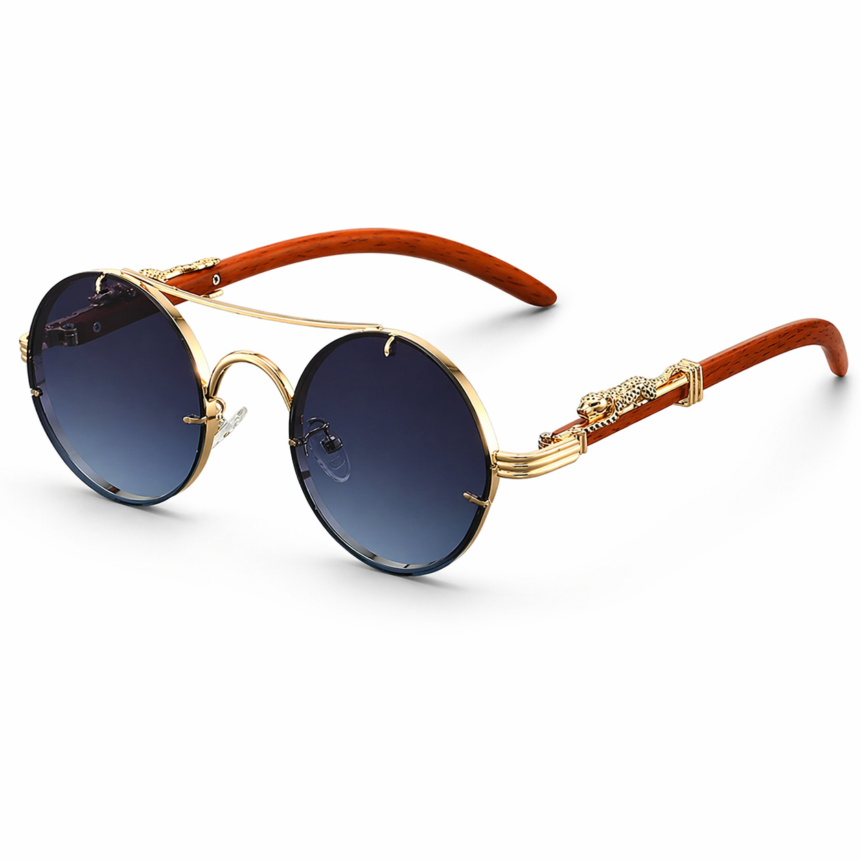 Ochelari de soare bărbați cu ramă rotundă, metalici, design retro statement