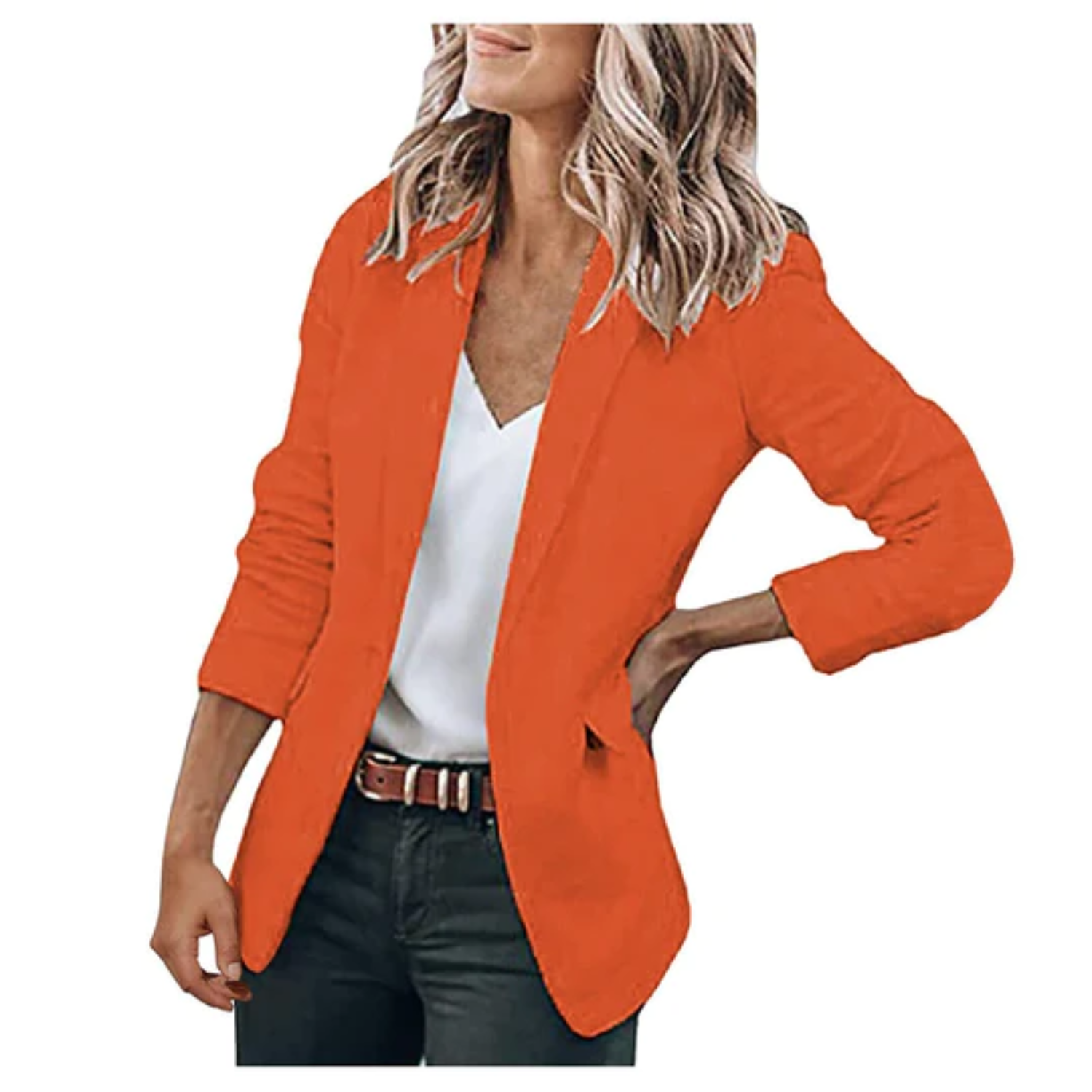 Dámské lehké kancelářské sako bez zapínání – elegantní vrstva na míru do práce i pro smart casual styl