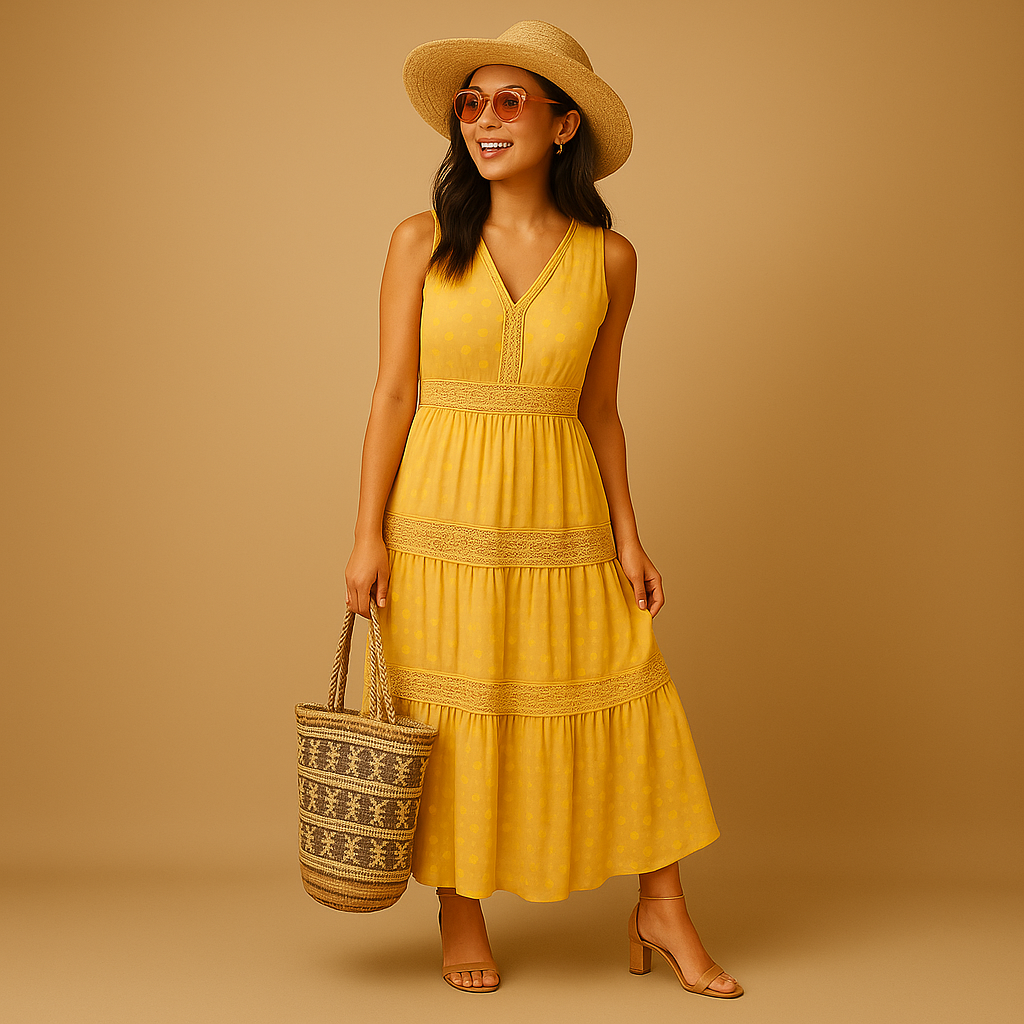 Dámské boho letní šaty lehké, vzdušné, ve stylu Ibiza, volný střih, outfit na plážový festival
