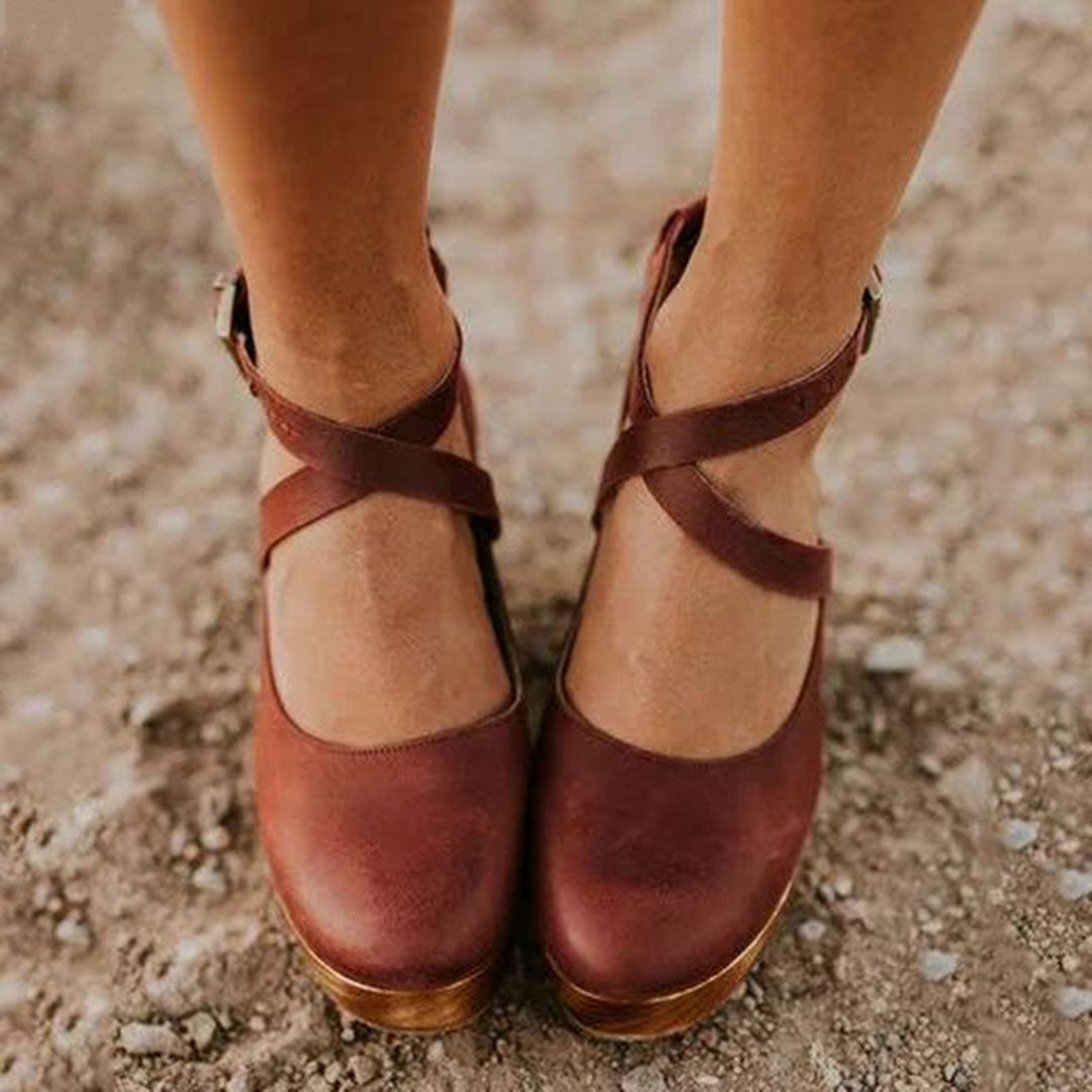 Scarpe Mary Jane da donna con tacco e plateau – Scarpe con punta chiusa e cinturini per la città