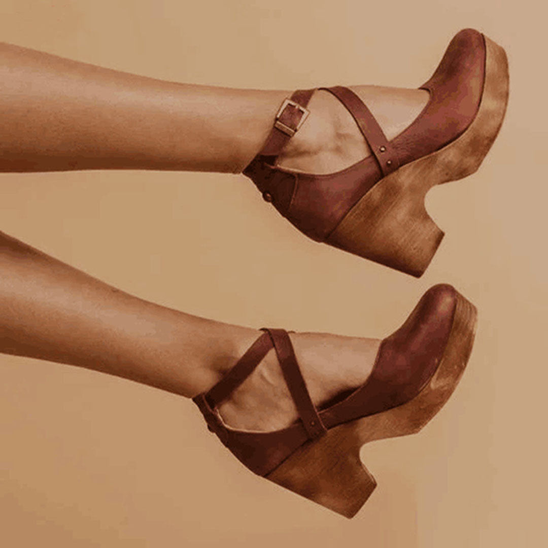 Scarpe Mary Jane da donna con tacco e plateau – Scarpe con punta chiusa e cinturini per la città