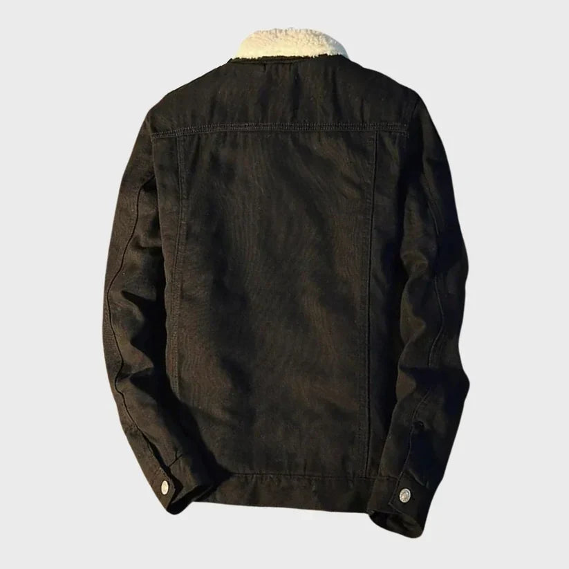 Men’s Warm-Lined Denim Winter Jacket – Classic Short Trucker Layer for Casual Everyday Wear Autumn Winter Outfits Weekend Styling and Cold-Weather City Dressing
