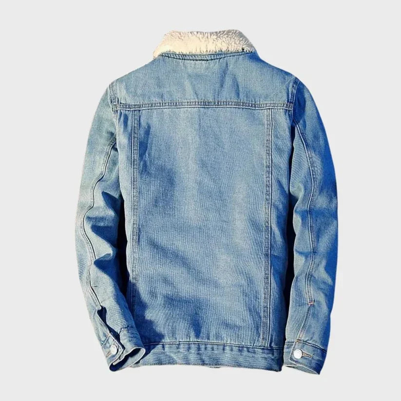 Men’s Warm-Lined Denim Winter Jacket – Classic Short Trucker Layer for Casual Everyday Wear Autumn Winter Outfits Weekend Styling and Cold-Weather City Dressing
