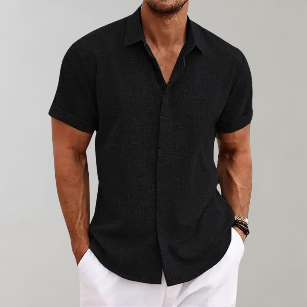 Men’s Relaxed Fit Short Sleeve Button Up Casual Shirt