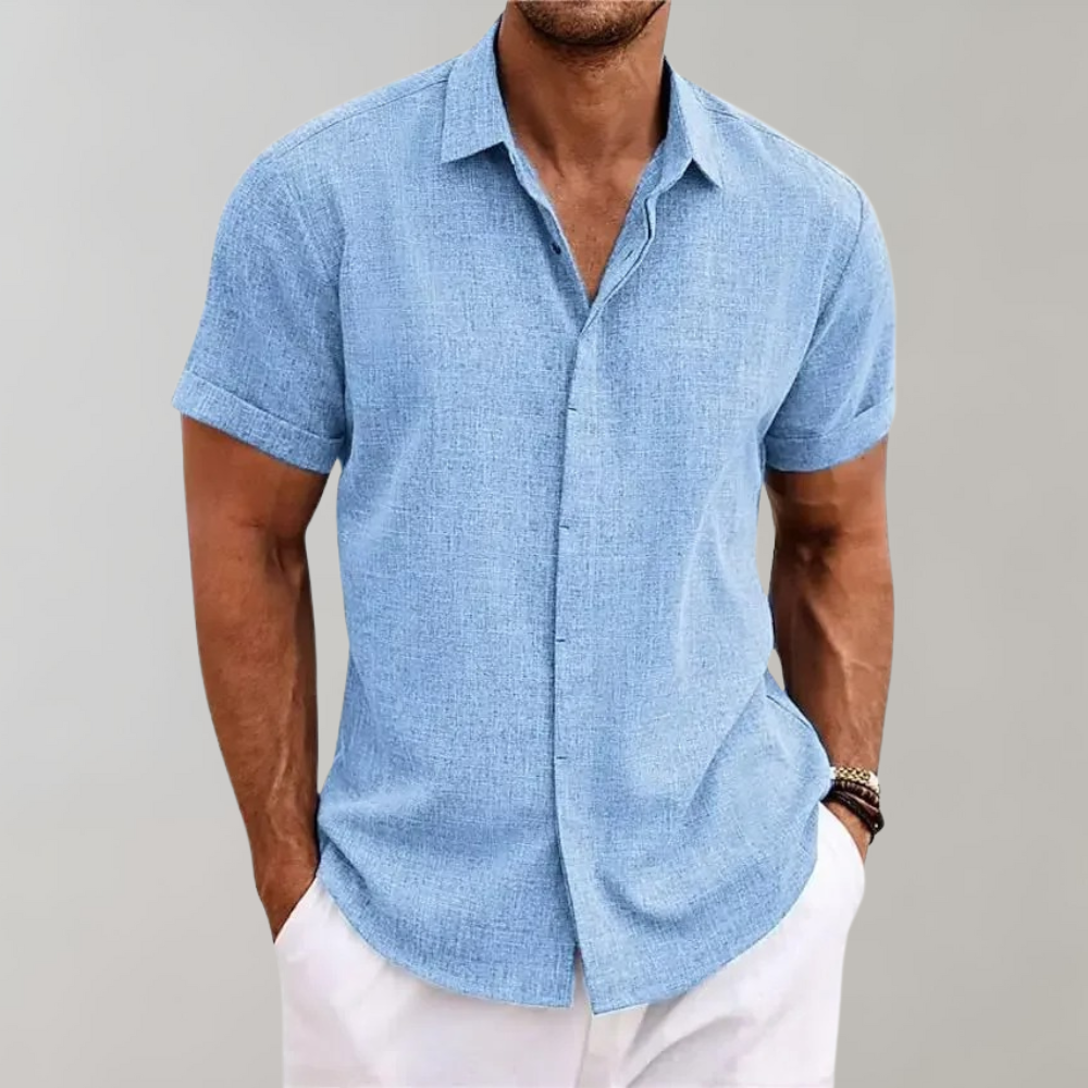 Men’s Relaxed Fit Short Sleeve Button Up Casual Shirt