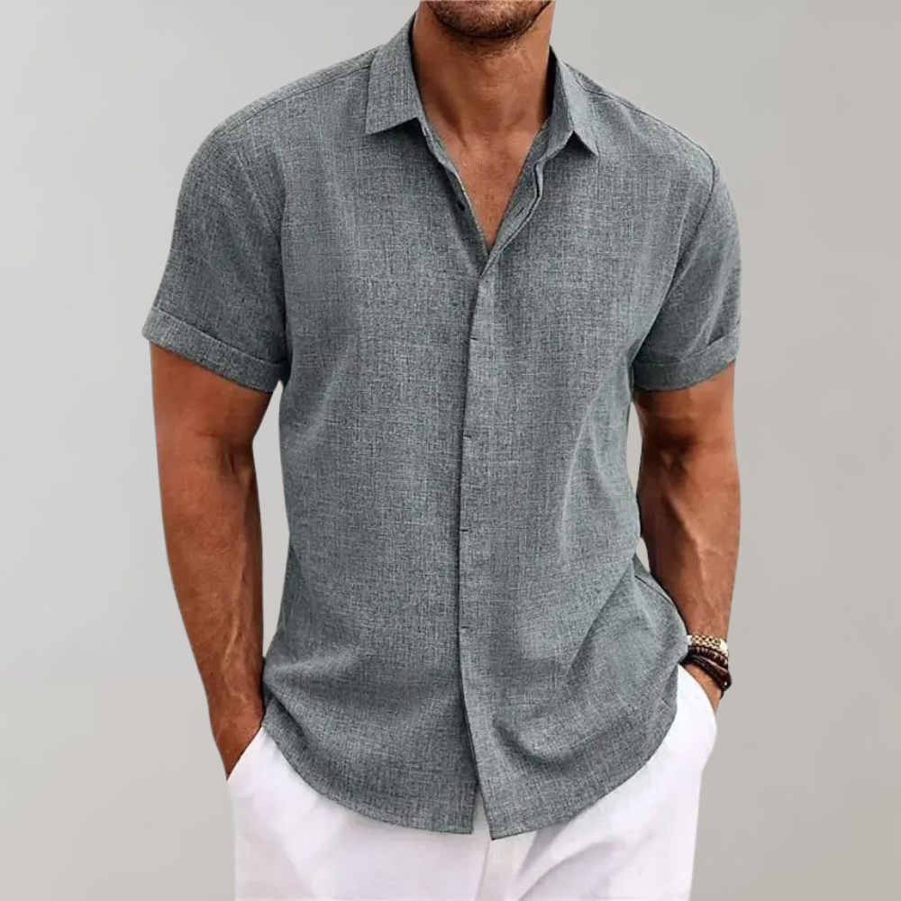 Men’s Relaxed Fit Short Sleeve Button Up Casual Shirt