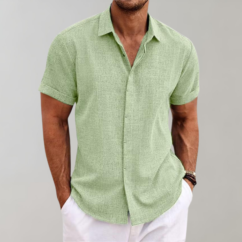 Men’s Relaxed Fit Short Sleeve Button Up Casual Shirt