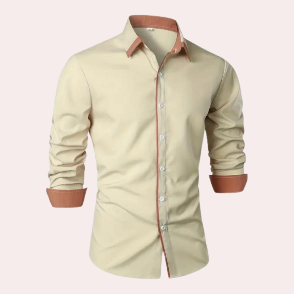Camicia Uomo Slim Fit con Bordo a Contrasto Top Smart Casual
