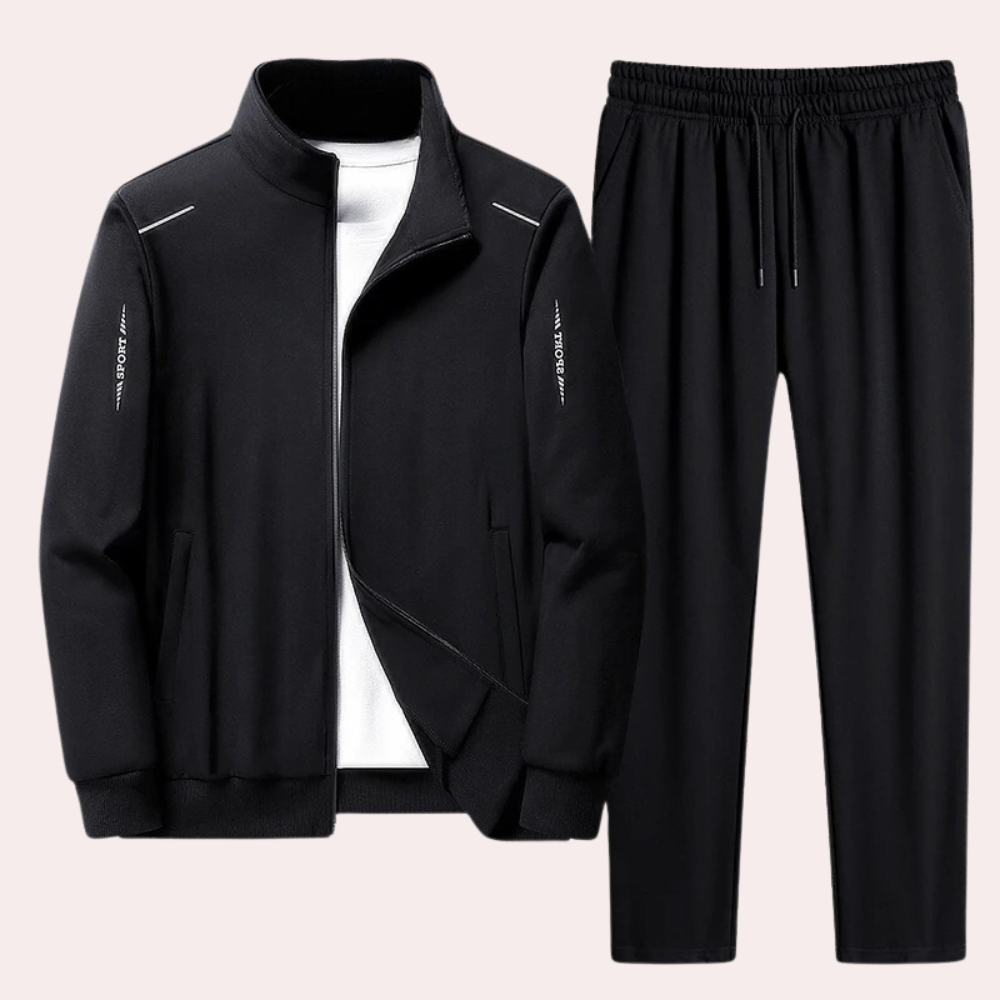 Men’s Stand Collar Tracksuit Set – Durable Zip Jacket and Joggers for City Wear