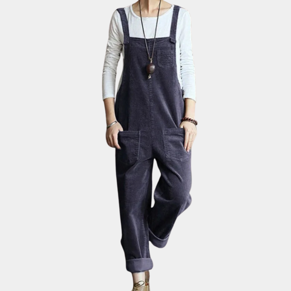 Women’s Corduroy Jumpsuit – Relaxed Fit Casual Stylish Wide Leg Comfortable Everyday Outfit