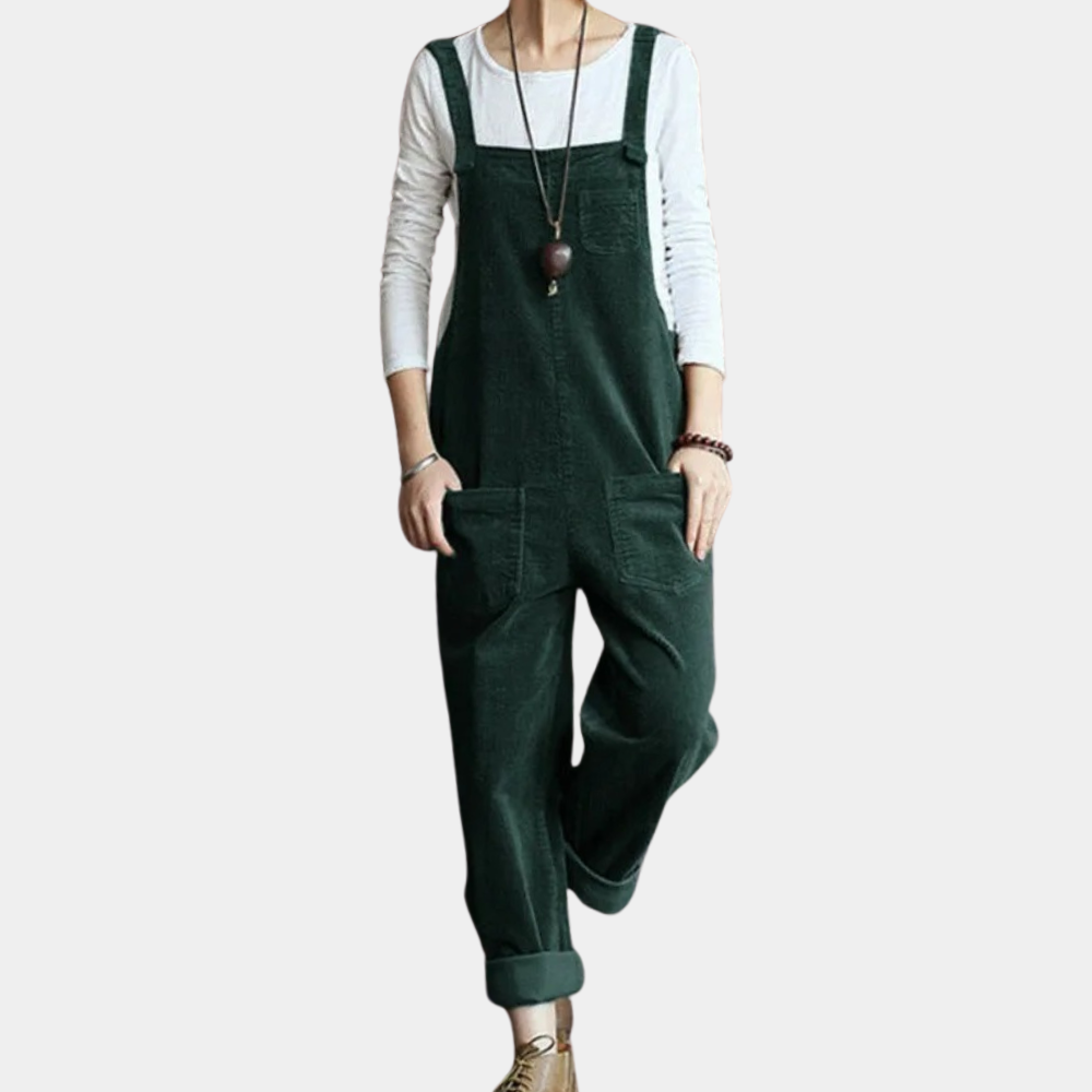 Women’s Corduroy Jumpsuit – Relaxed Fit Casual Stylish Wide Leg Comfortable Everyday Outfit