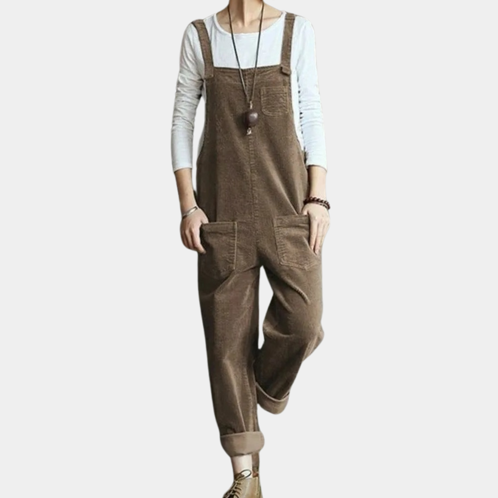 Women’s Corduroy Jumpsuit – Relaxed Fit Casual Stylish Wide Leg Comfortable Everyday Outfit