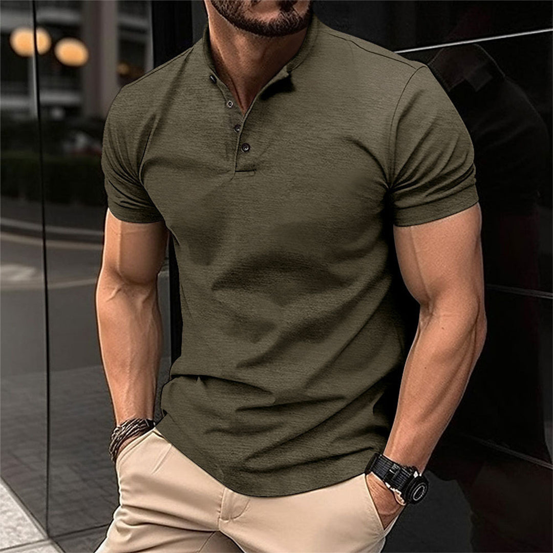 Férfi slim fit galléros, gombos nyakú, szabott, hétköznapi pólóing