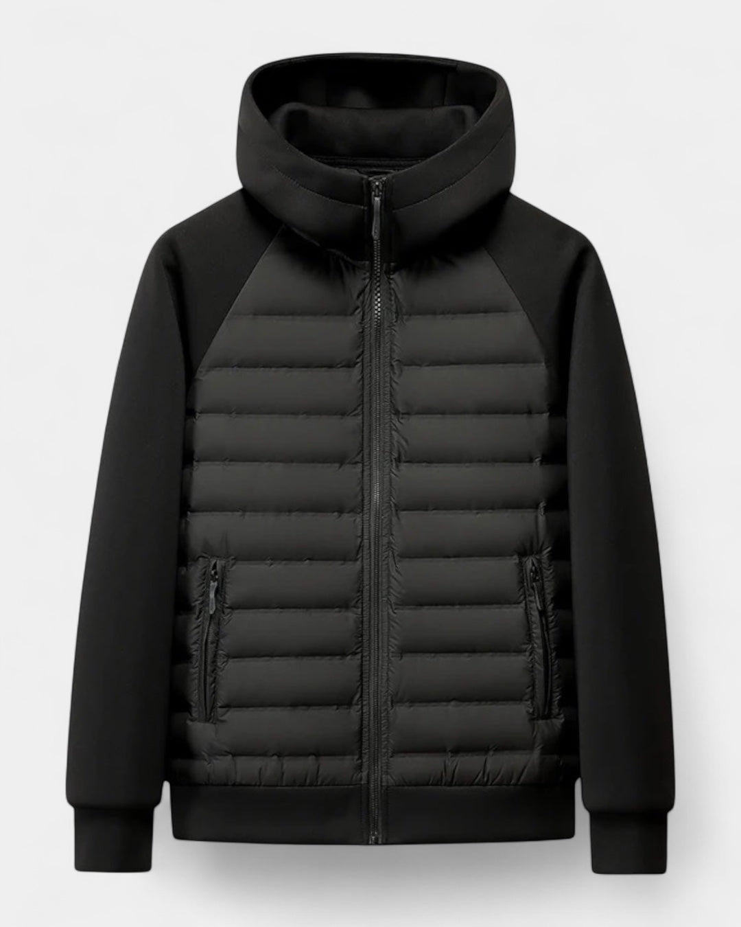 Hættejakke til mænd i hybrid-softshell – let lag til efterår og vinter, velegnet til hverdagsbrug