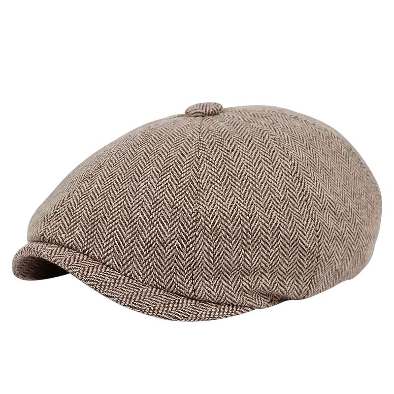 Men’s Herringbone Baker Boy Cap – Classic Wool Hat for City and Weekend Styling