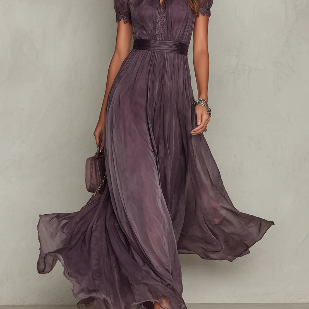 Women’s Lace Detail Maxi Dress Flowing Evening Gown