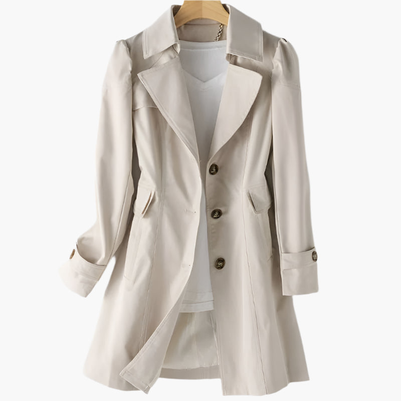 Trench-coat ajusté pour femme à boutonnage simple – pièce de transition élégante pour une tenue décontractée chic