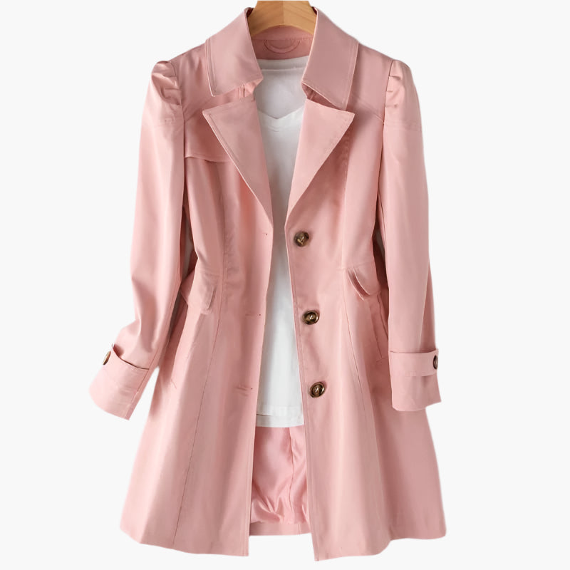 Trench-coat ajusté pour femme à boutonnage simple – pièce de transition élégante pour une tenue décontractée chic