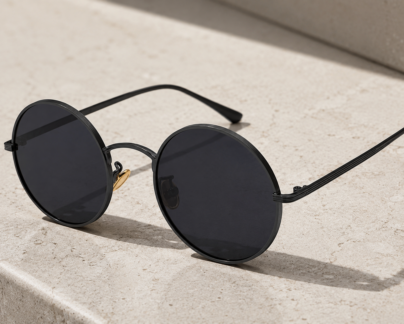 Gafas de sol para hombre con montura redonda de metal, estilo retro