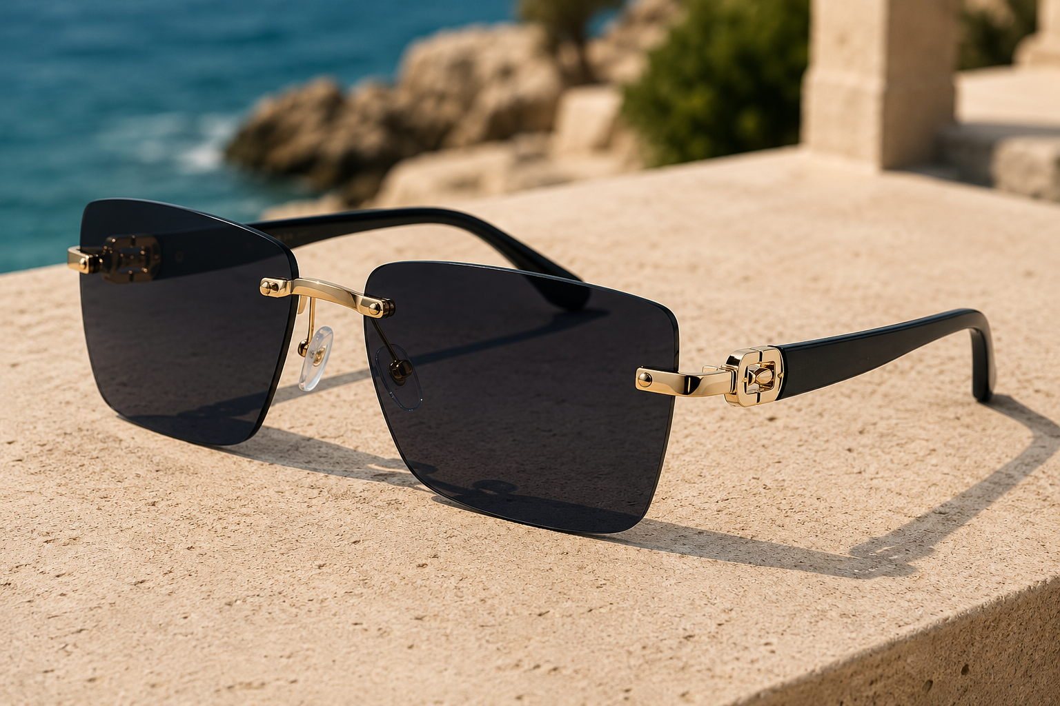 Men’s Rimless Square Sunglasses Lightweight Luxury Eyewear