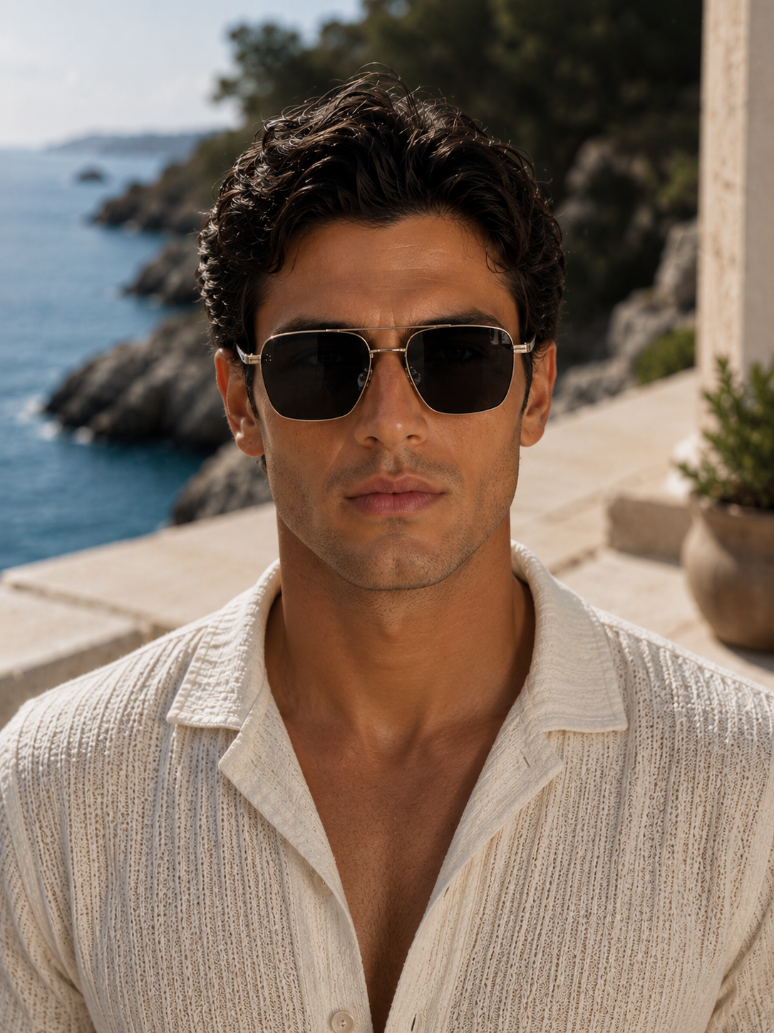 Men’s Full Rim Sunglasses Modern Metal Frame Eyewear