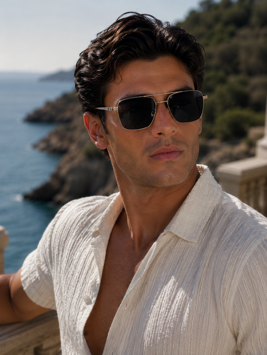 Men’s Full Rim Sunglasses Modern Metal Frame Eyewear