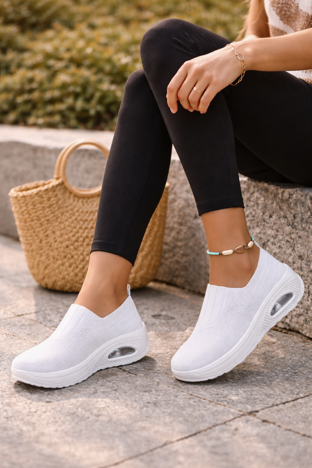 Women’s Knit Slip-On Platform Walking Trainers