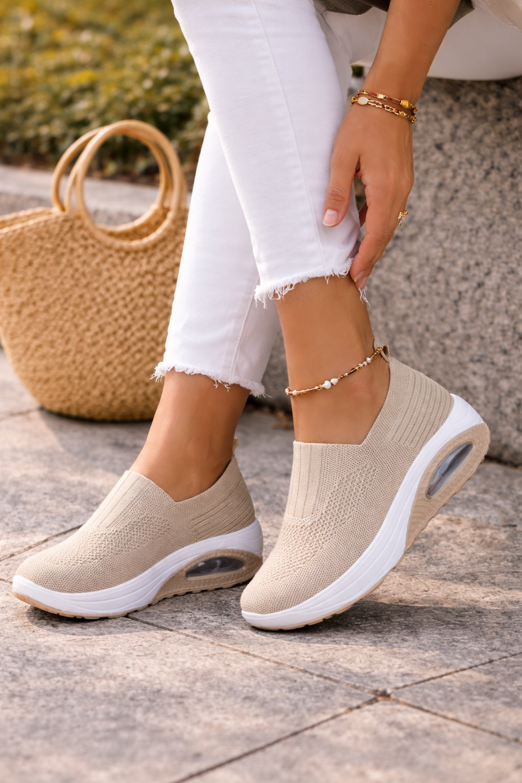 Women’s Knit Slip-On Platform Walking Trainers