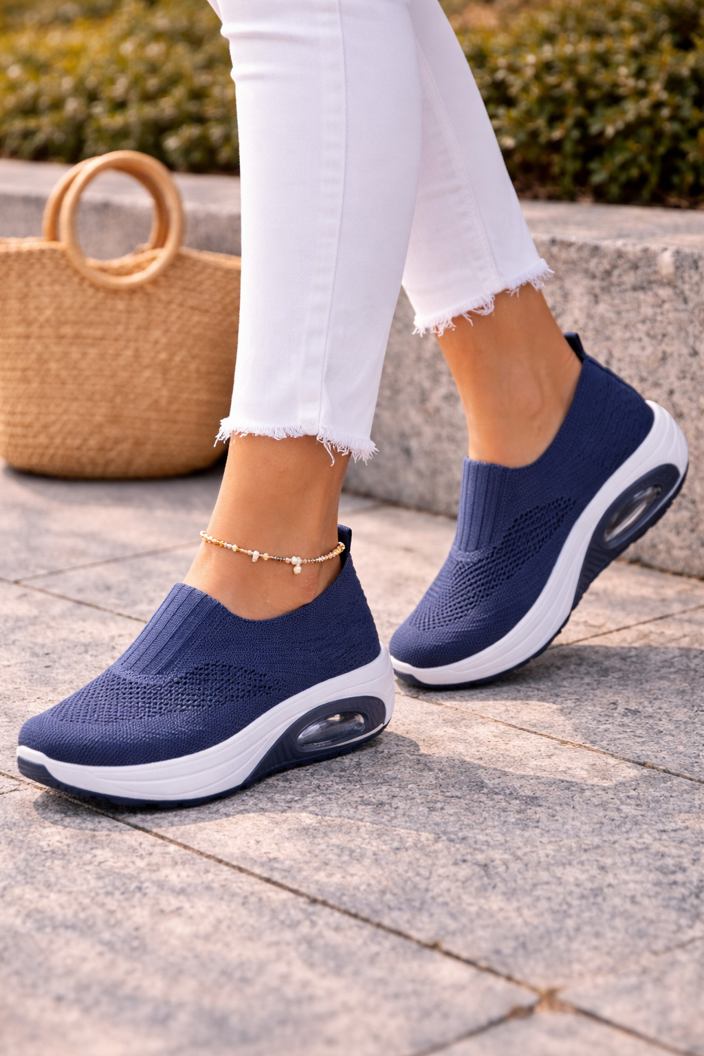 Women’s Knit Slip-On Platform Walking Trainers