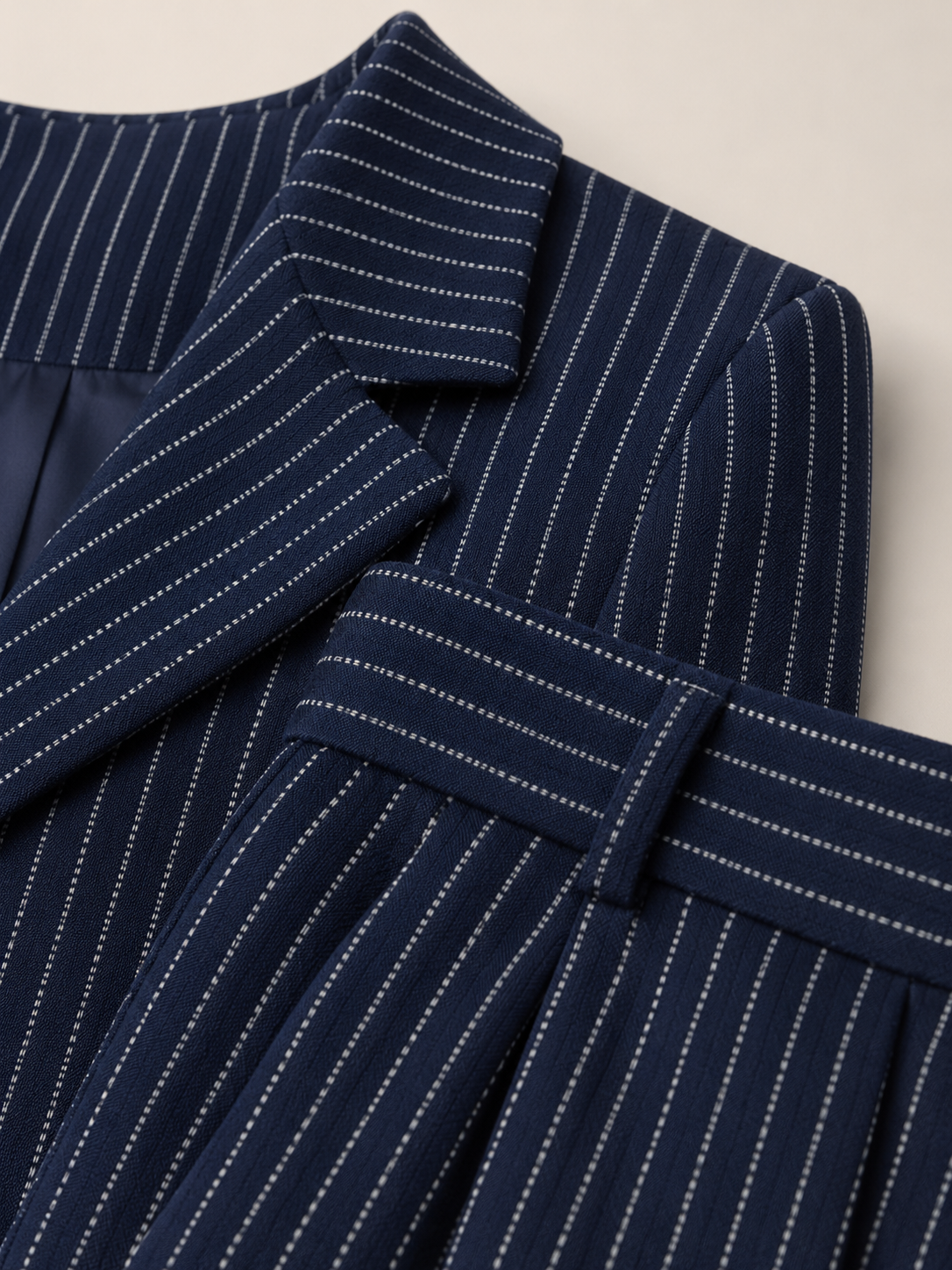 Women’s Pinstripe Trouser Co-Ord Set – Cropped Blazer with Wide-Leg Trousers for Work and Smart Casual Wear