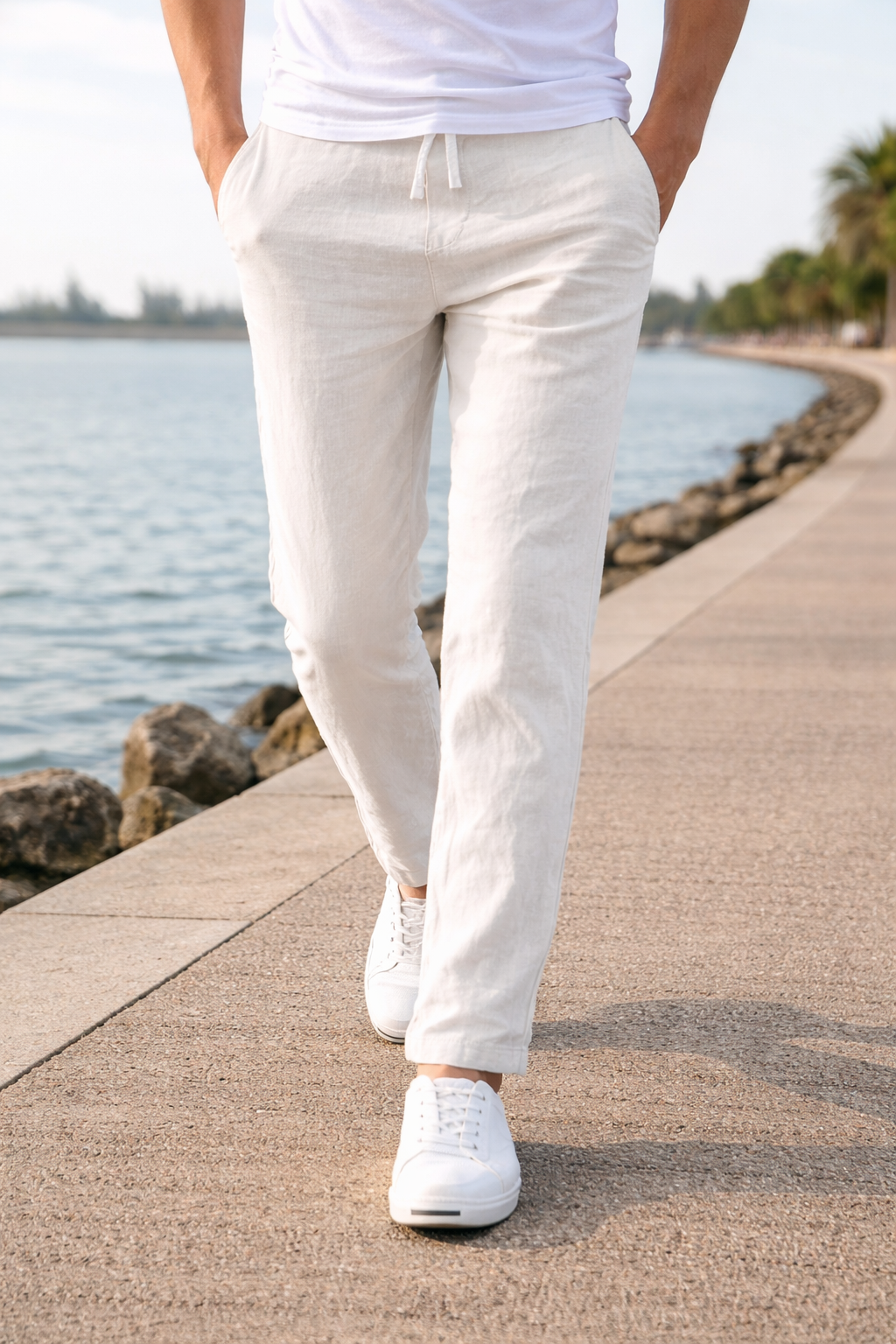 Men’s Drawstring Cotton Trousers Relaxed Everyday Comfort