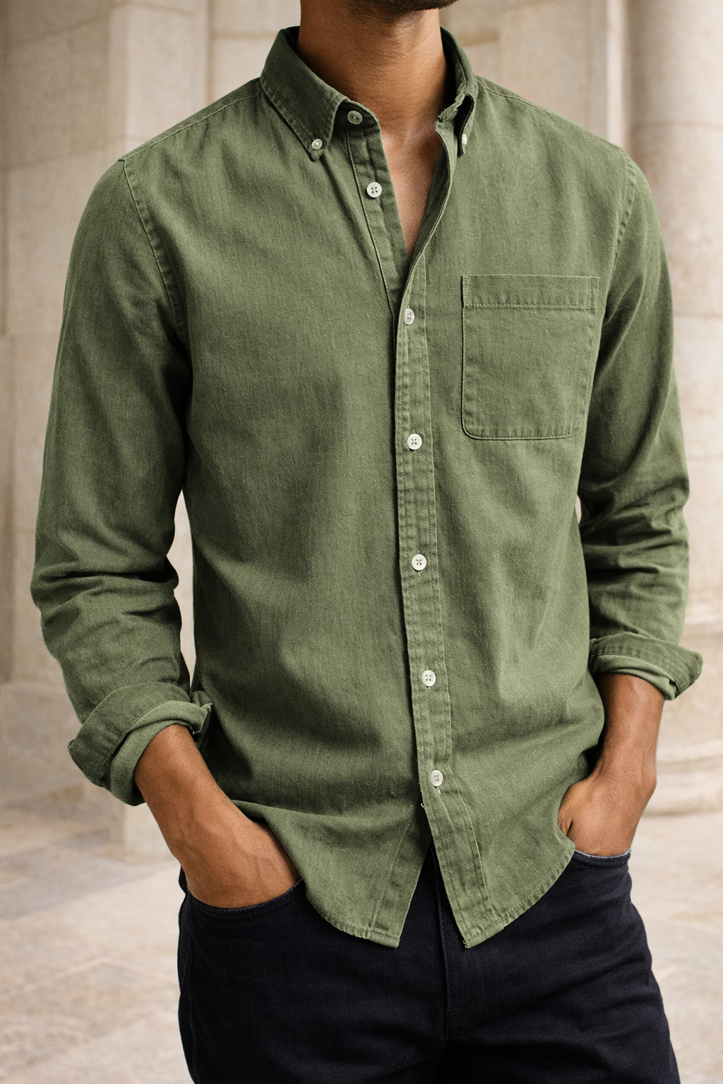 Pánská bavlněná košile na knoflíky Everyday Smart Casual