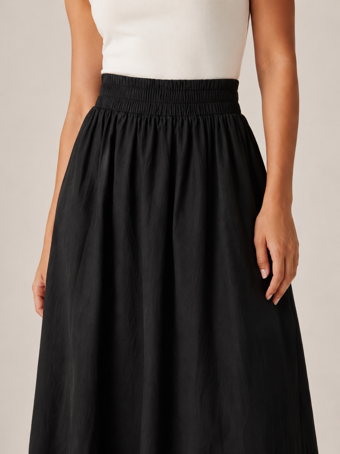 Women’s High-Waisted A-Line Maxi Skirt – Elasticated Waist with Flowing Full-Length Silhouette for Work and Everyday Wear
