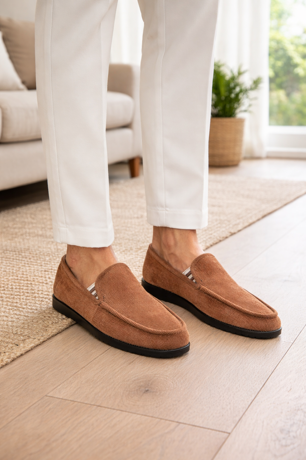 Men’s Slip-On Knit Textile Loafers Casual Driving Shoes