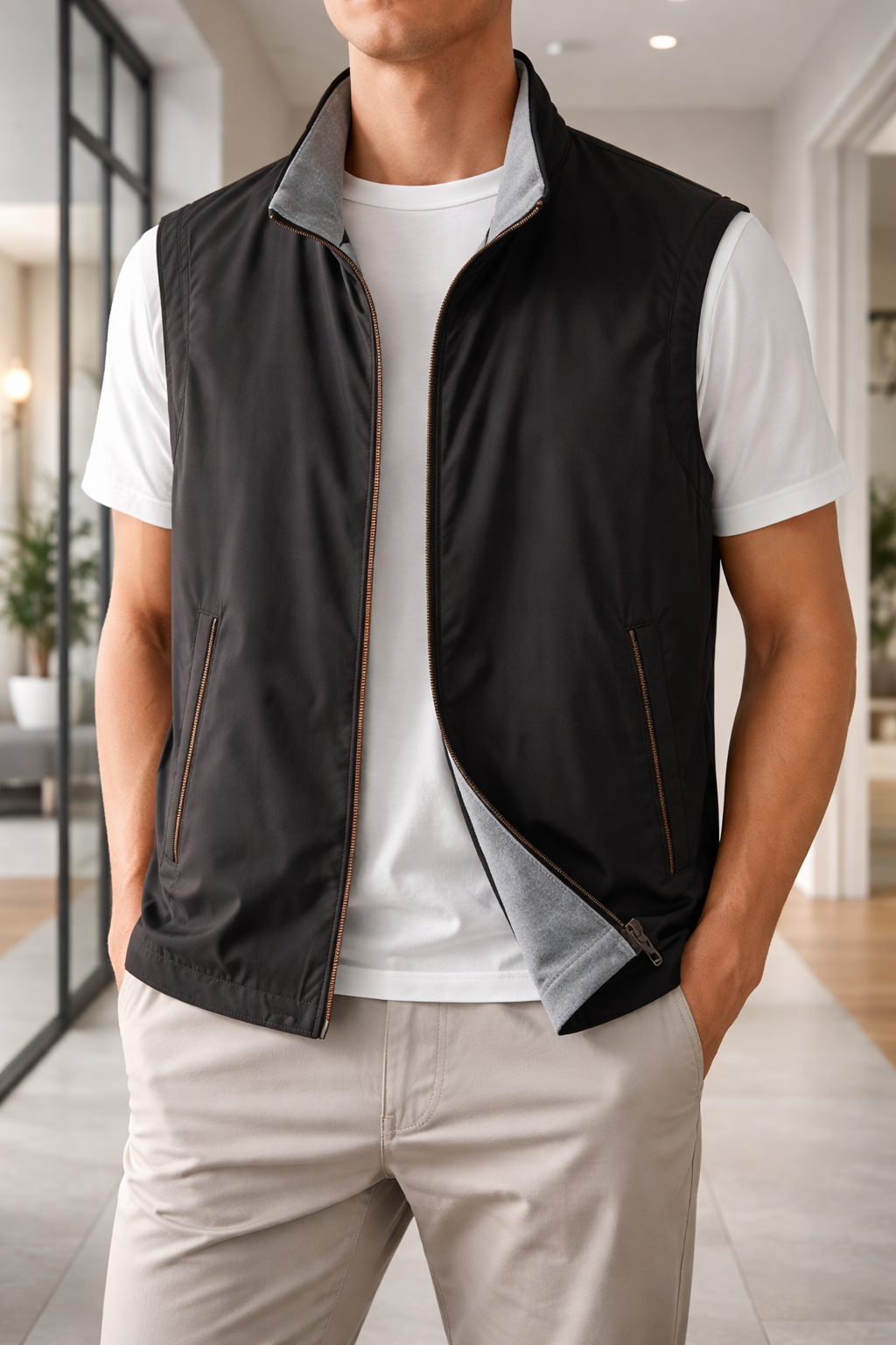 Men’s Lightweight Zip Gilet Casual Layering Vest