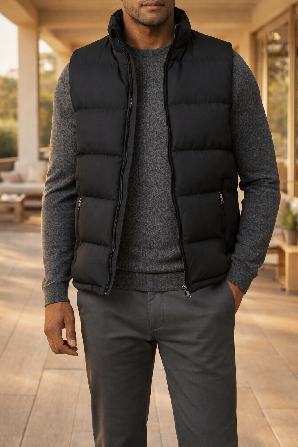Men’s Quilted Zip Bodywarmer Lightweight Padded Gilet Vest