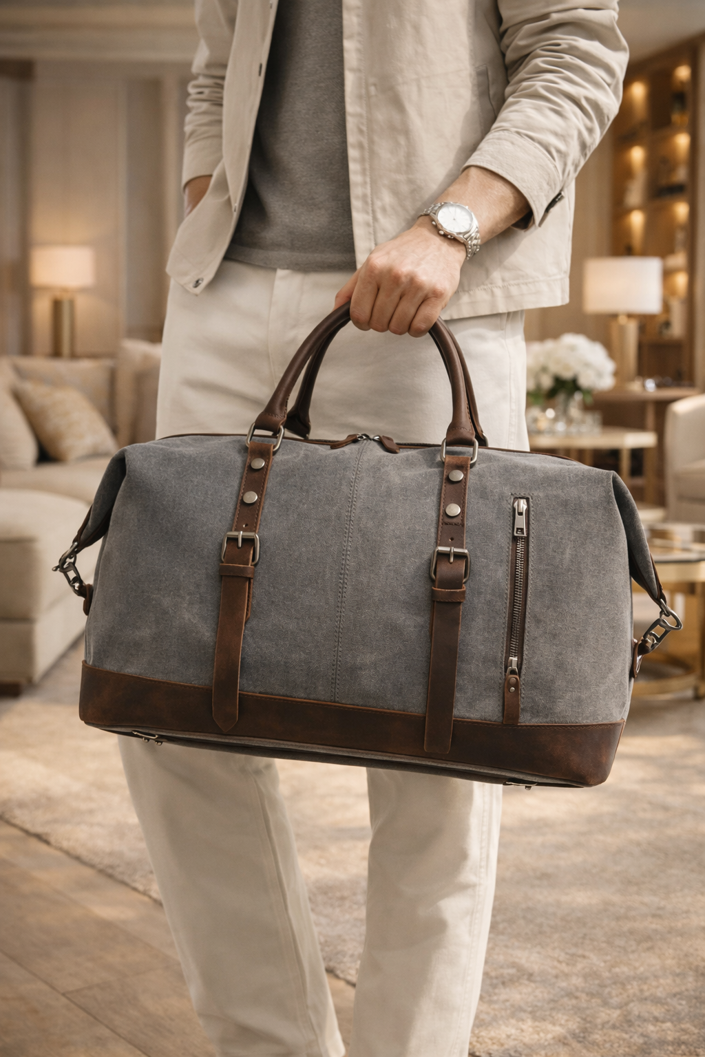 Bolsa de lona para hombre, esencial para escapadas de fin de semana