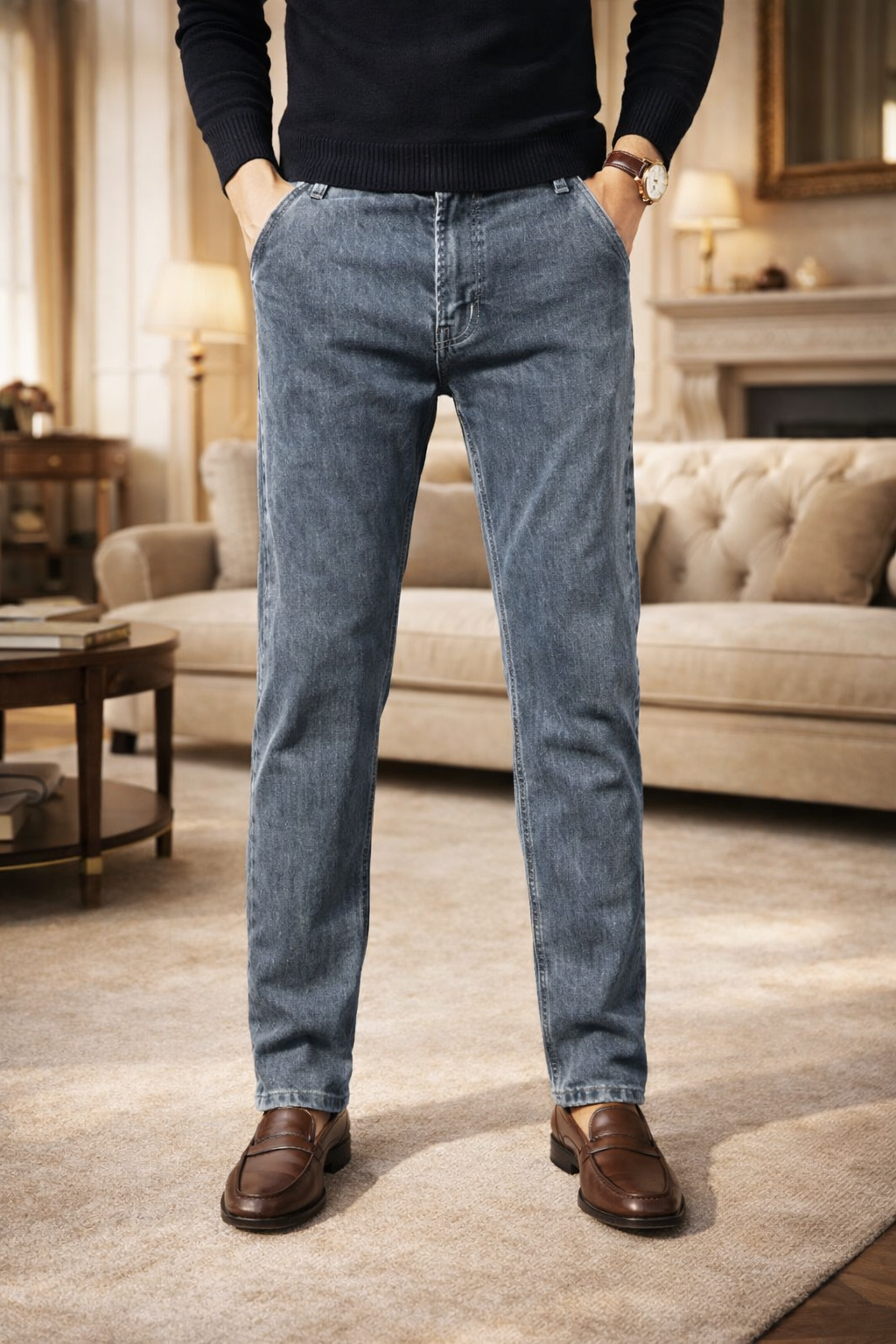 Men’s Tapered Leg Denim Jeans Casual Smart Everyday Wear