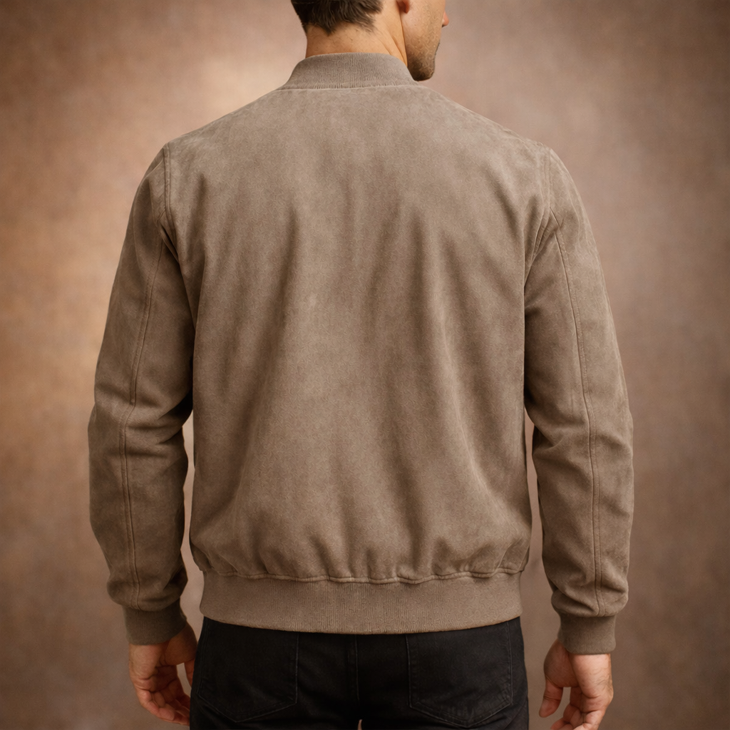 Chaqueta bomber de ante para hombre, ligera, elegante e informal, para todas las estaciones