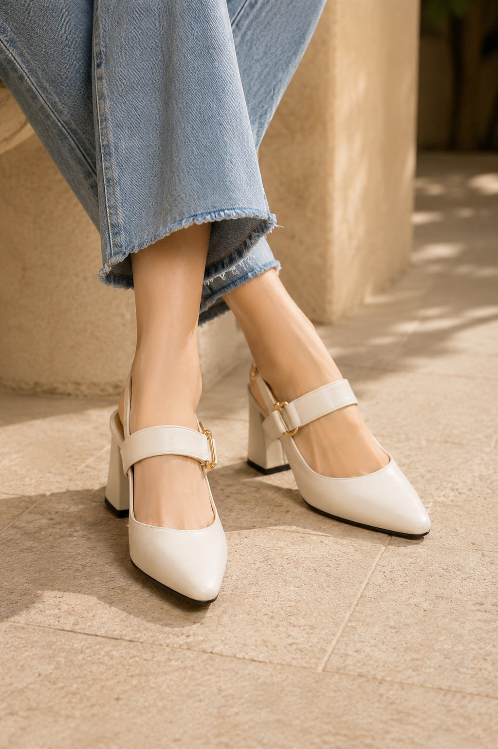 Women’s Pointed Toe Slingback Block Heels