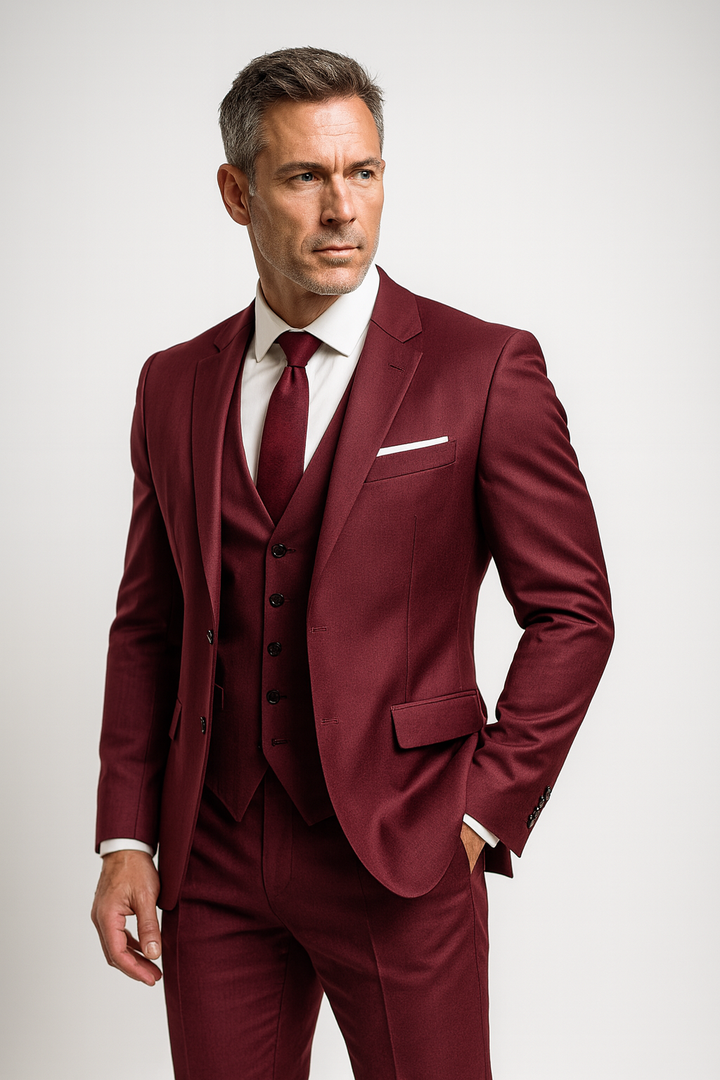 Herre tre-delt slim fit formelt jakkesæt med vest sæt