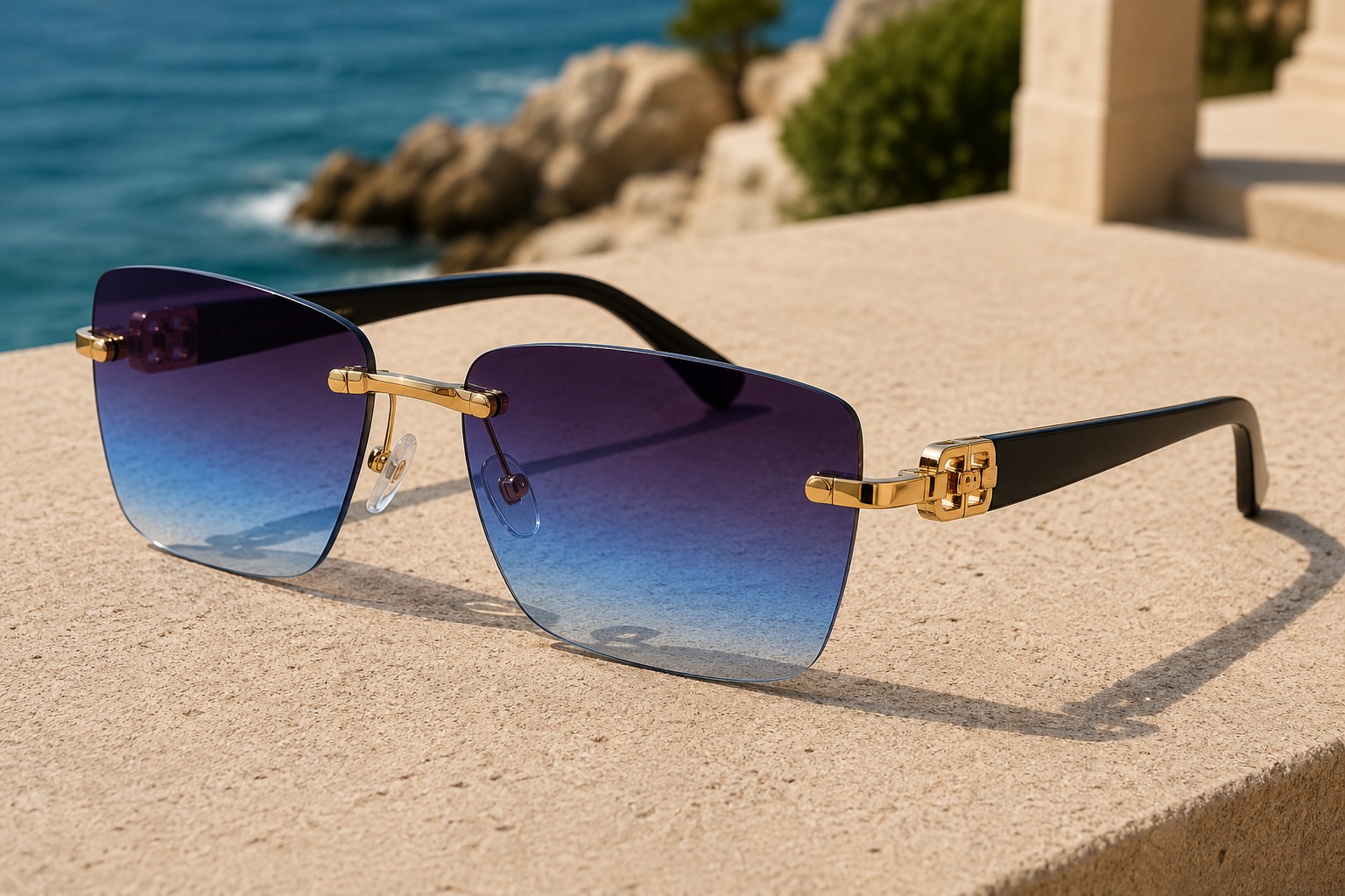 Men’s Rimless Square Sunglasses Lightweight Luxury Eyewear