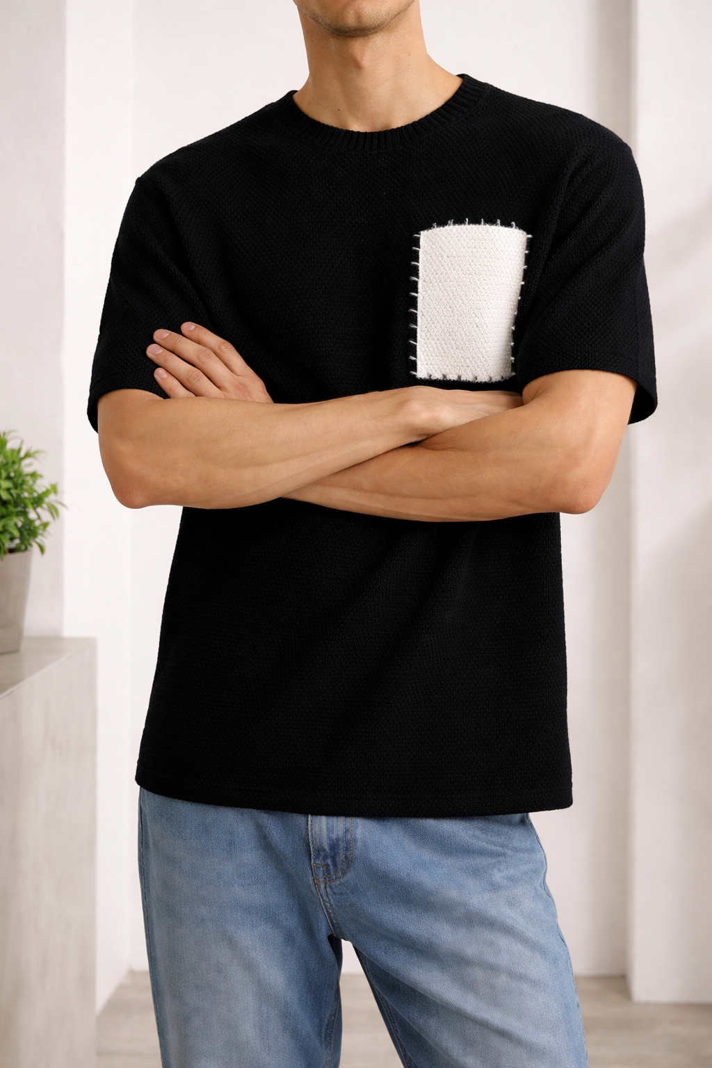 Men’s Textured Knit Short Sleeve T-Shirt and Shorts Co-Ord Set
