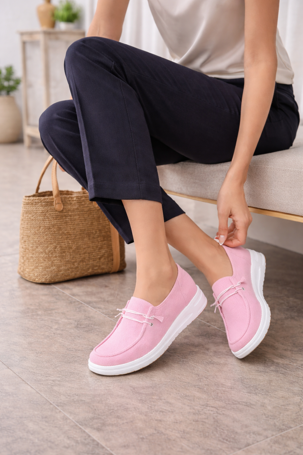 Women’s Slip On Loafers with Decorative Strap Detail