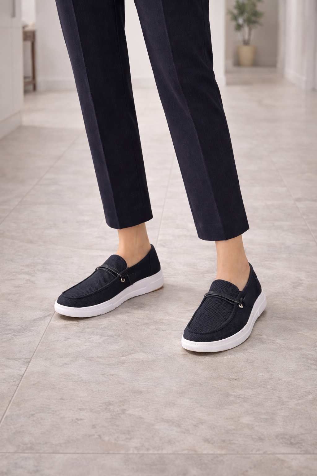 Women’s Slip On Loafers with Decorative Strap Detail
