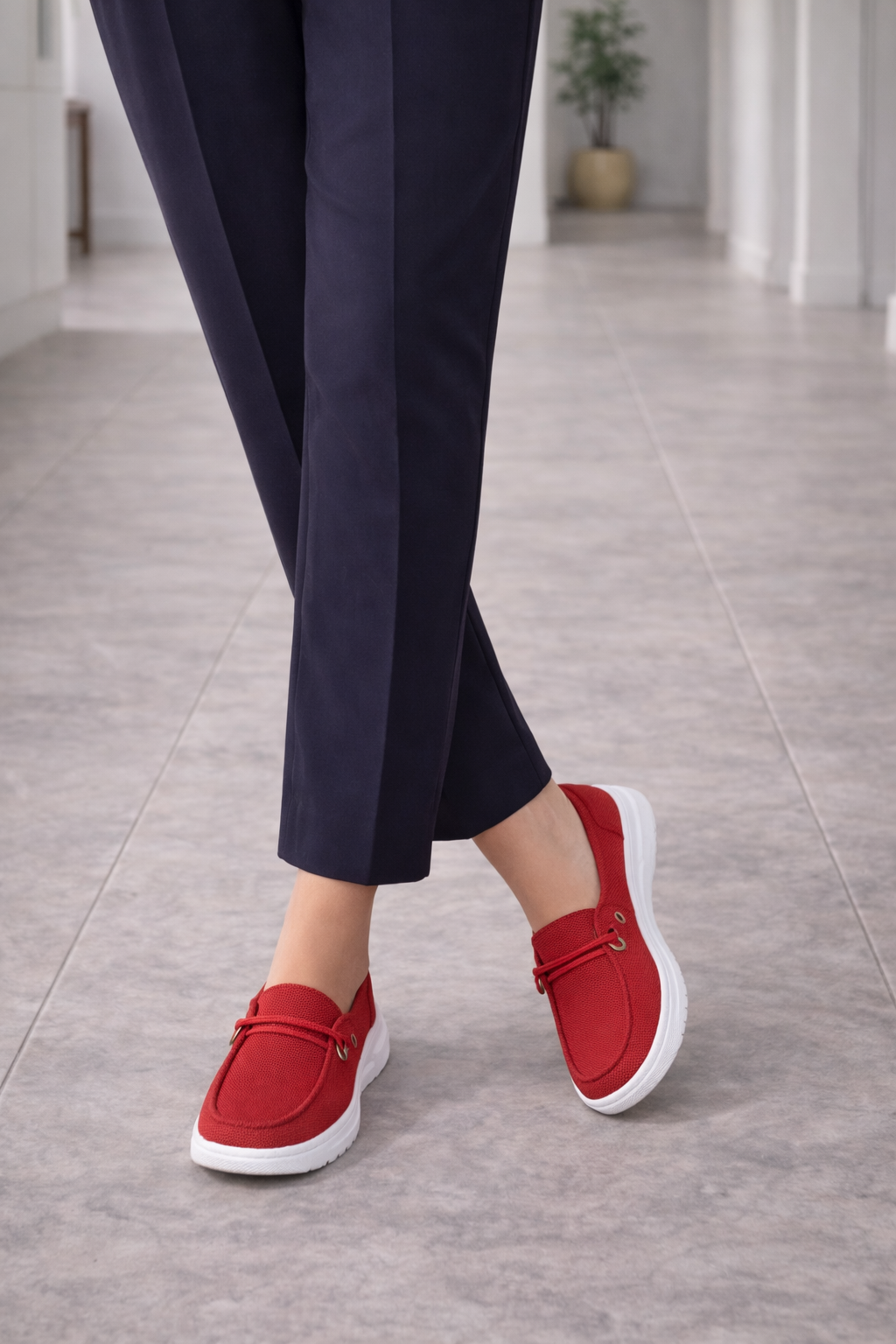 Women’s Slip On Loafers with Decorative Strap Detail